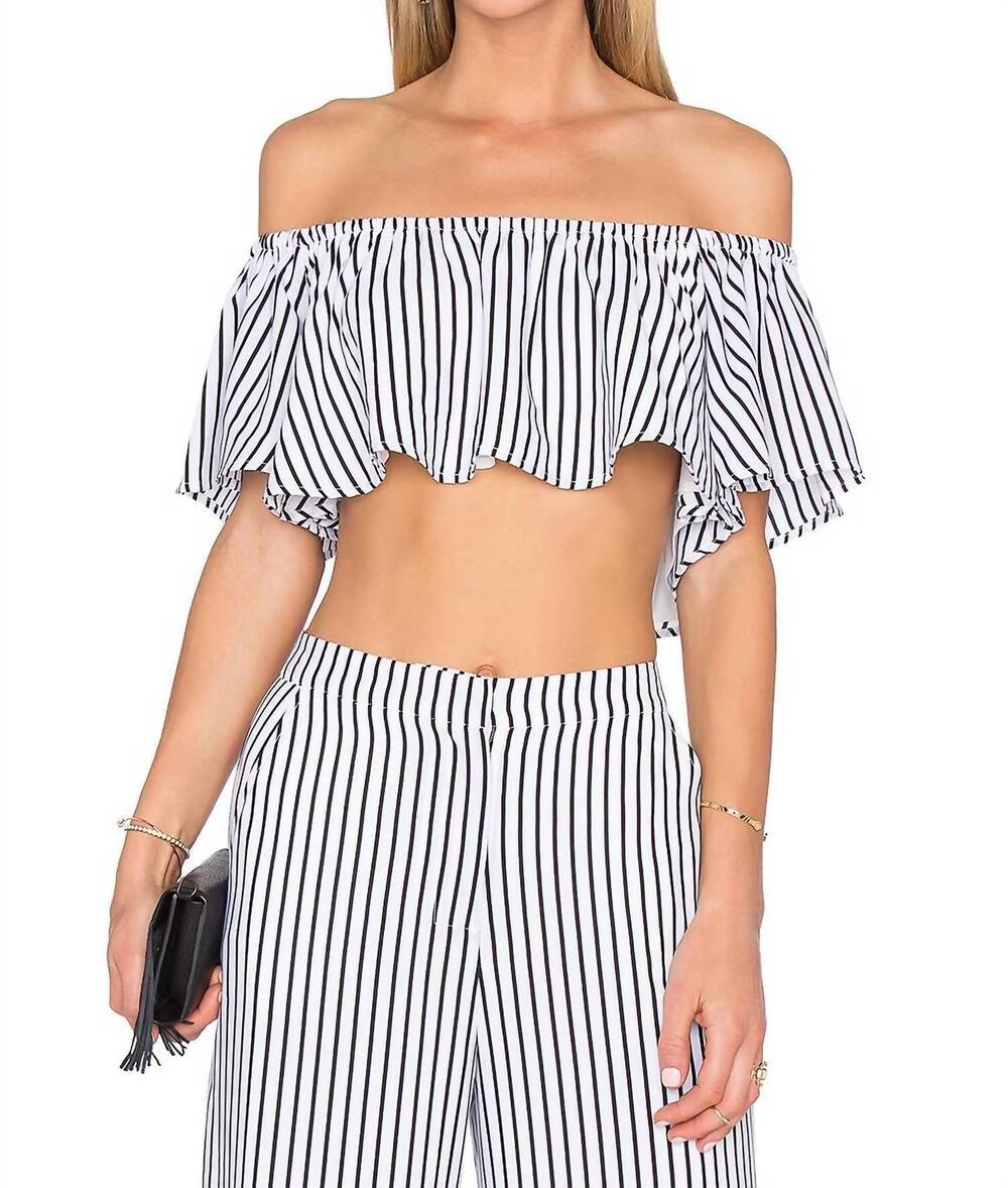 NEW HOUSE OF HARLOW 1960 bree striped crop top in white and black stripe